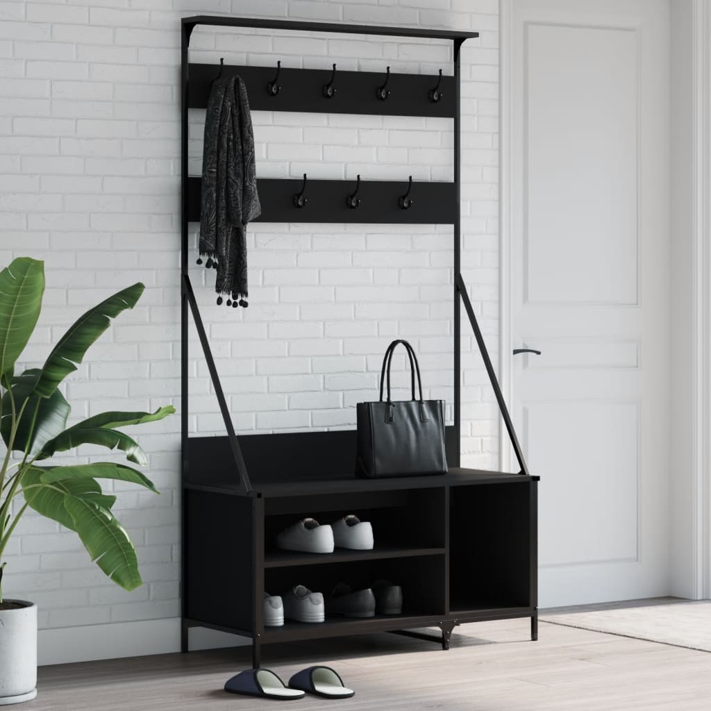Portant à vêtements avec étagère à chaussures Noir 100x41x184 cm
