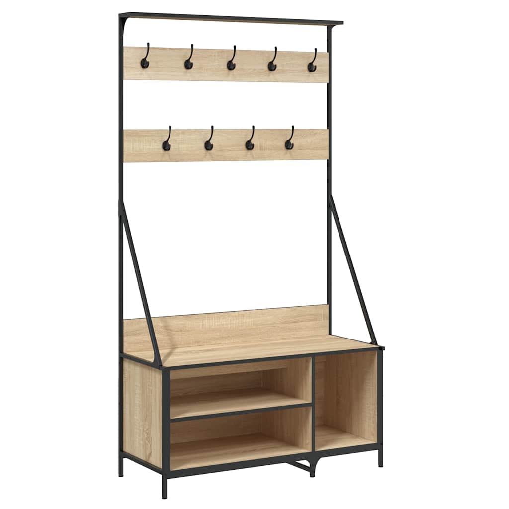 Clothes rack with shoe rack Sonoma Oak 100x41x184 cm