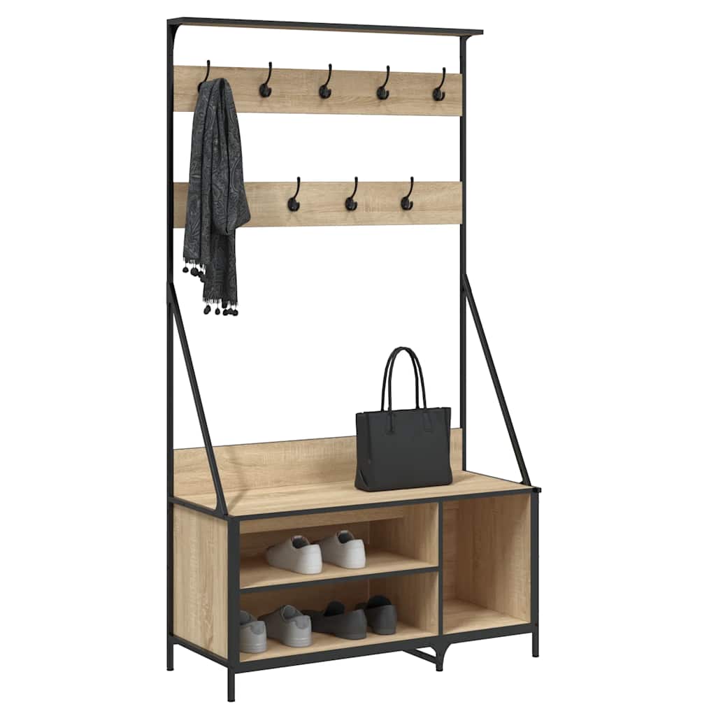 Clothes rack with shoe rack Sonoma Oak 100x41x184 cm