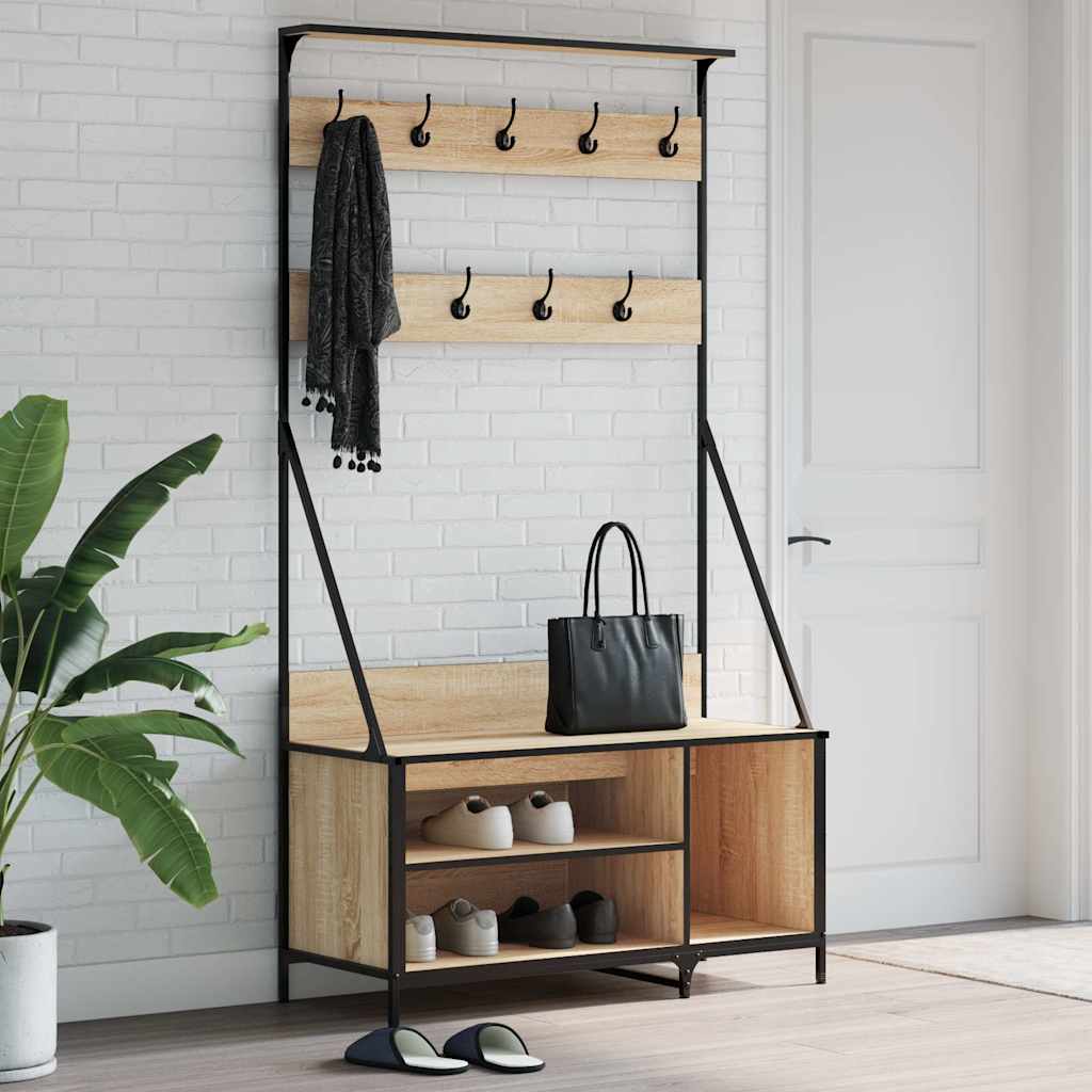 Clothes rack with shoe rack Sonoma Oak 100x41x184 cm