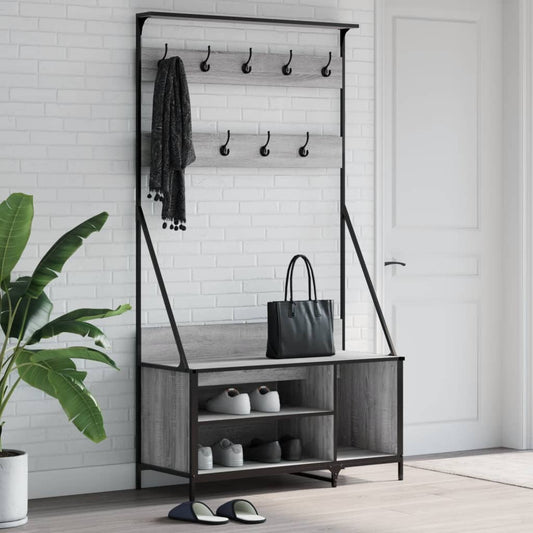 Clothes Rack with Shoe Rack Grey Sonoma 100x41x184 cm
