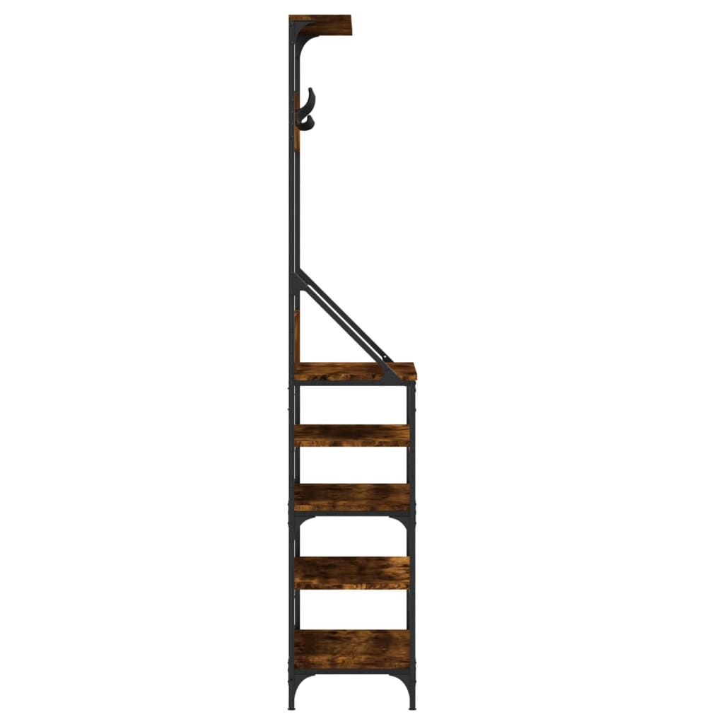 Porte-manteau avec étagère à chaussures chêne fumé 70x34x184 cm