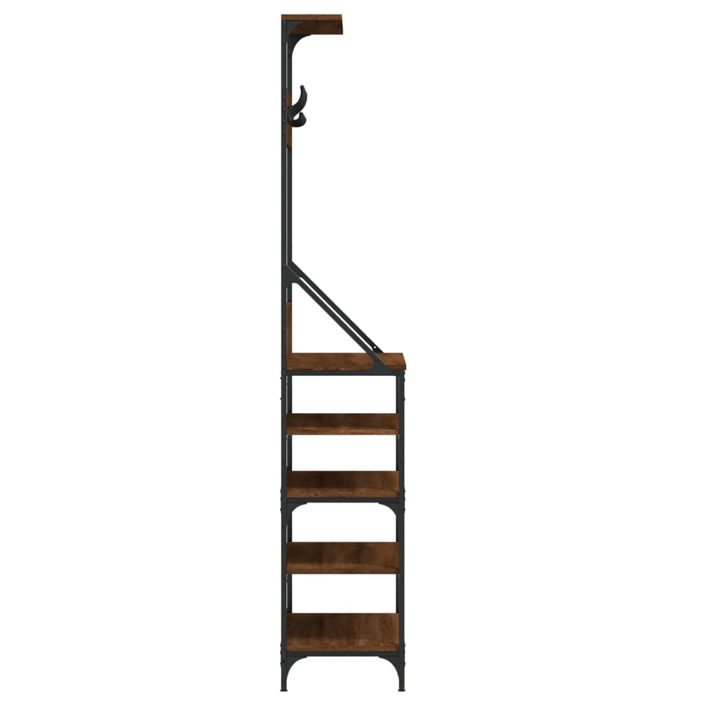 Portant à vêtements avec étagère à chaussures marron aspect chêne 70x34x184 cm