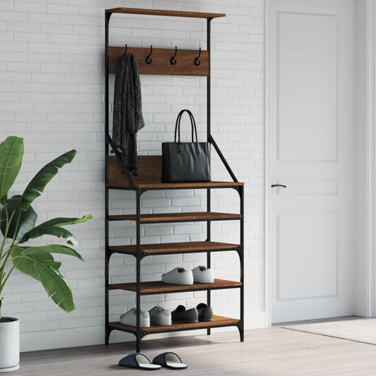 Garment Rack with Shoe Storage Brown Oak-Look 70x34x184 cm