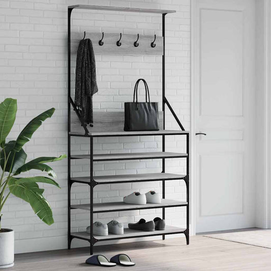 Garment Rack with Shoe Storage Grey Sonoma 90x34x184 cm