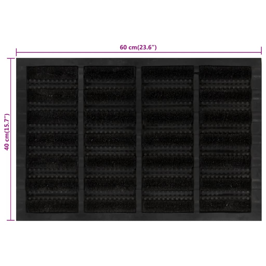 Paillasson Rectangulaire 40x60 cm Caoutchouc et Fibre de Coco