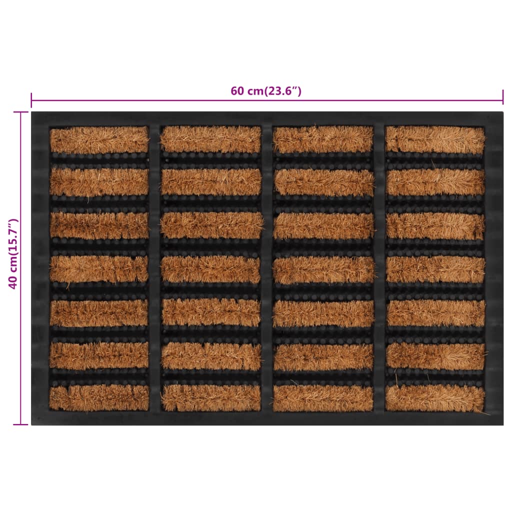 Paillasson Rectangulaire 40x60 cm Caoutchouc et Fibre de Coco