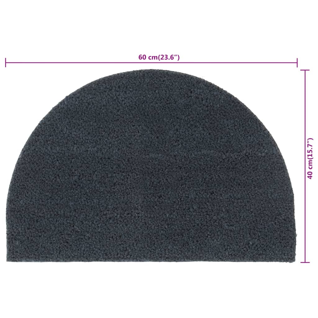 Doormat Dark Grey Half-Round 40x60 cm Coir Tufted