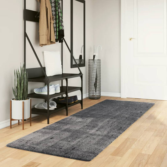 Carpet HUARTE Low Pile Soft and Washable Anthracite 80x250 cm