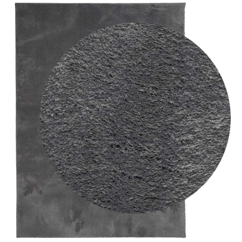 Tapis HUARTE Poils courts Doux et Lavable Anthracite 140x200 cm
