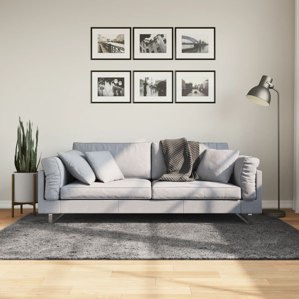 Tapis HUARTE Poils courts Doux et Lavable Anthracite 140x200 cm