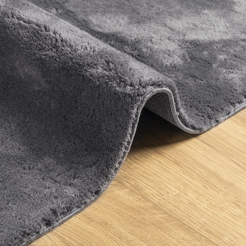 Tapis HUARTE Poils courts Doux et lavable Anthracite 160x160 cm