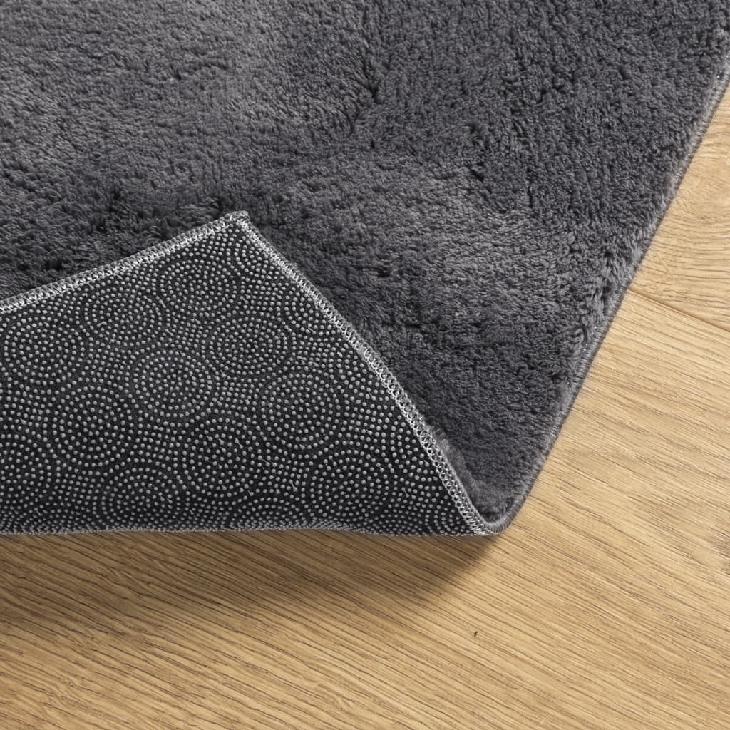 Tapis HUARTE Poils Ras Doux et Lavable Anthracite 240x340 cm
