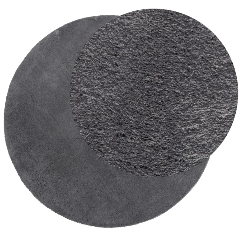 Carpet HUARTE Low Pile Soft and Washable Anthracite Ø 80 cm