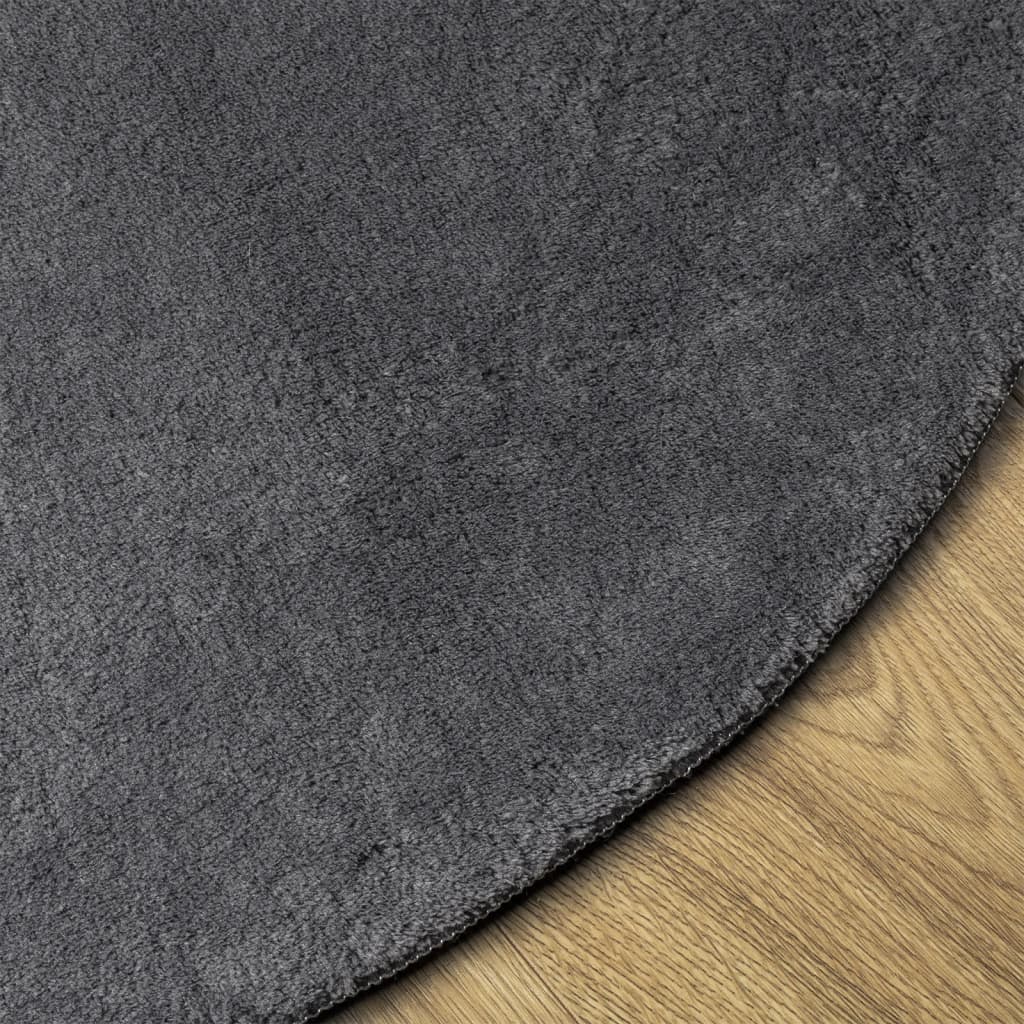 Carpet HUARTE Low Pile Soft and Washable Anthracite Ø 80 cm