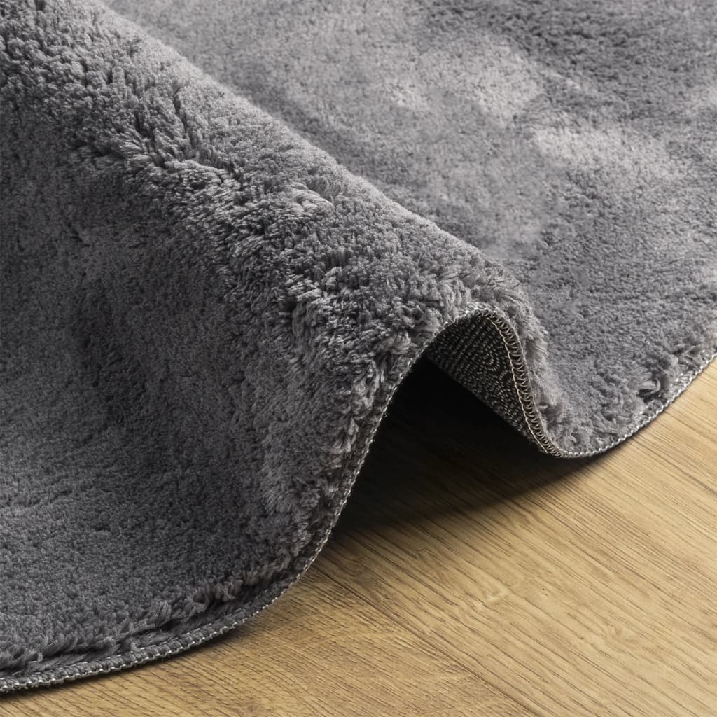 Carpet HUARTE Low Pile Soft and Washable Anthracite Ø 80 cm