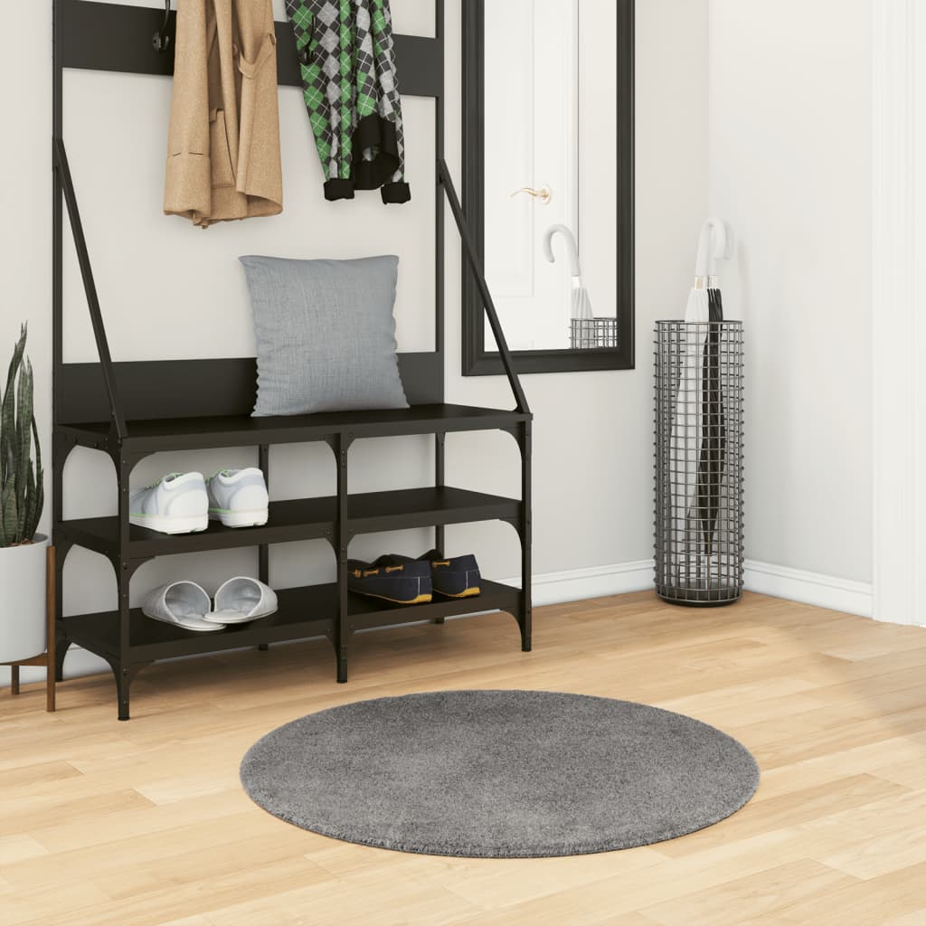 Carpet HUARTE Low Pile Soft and Washable Anthracite Ø 80 cm