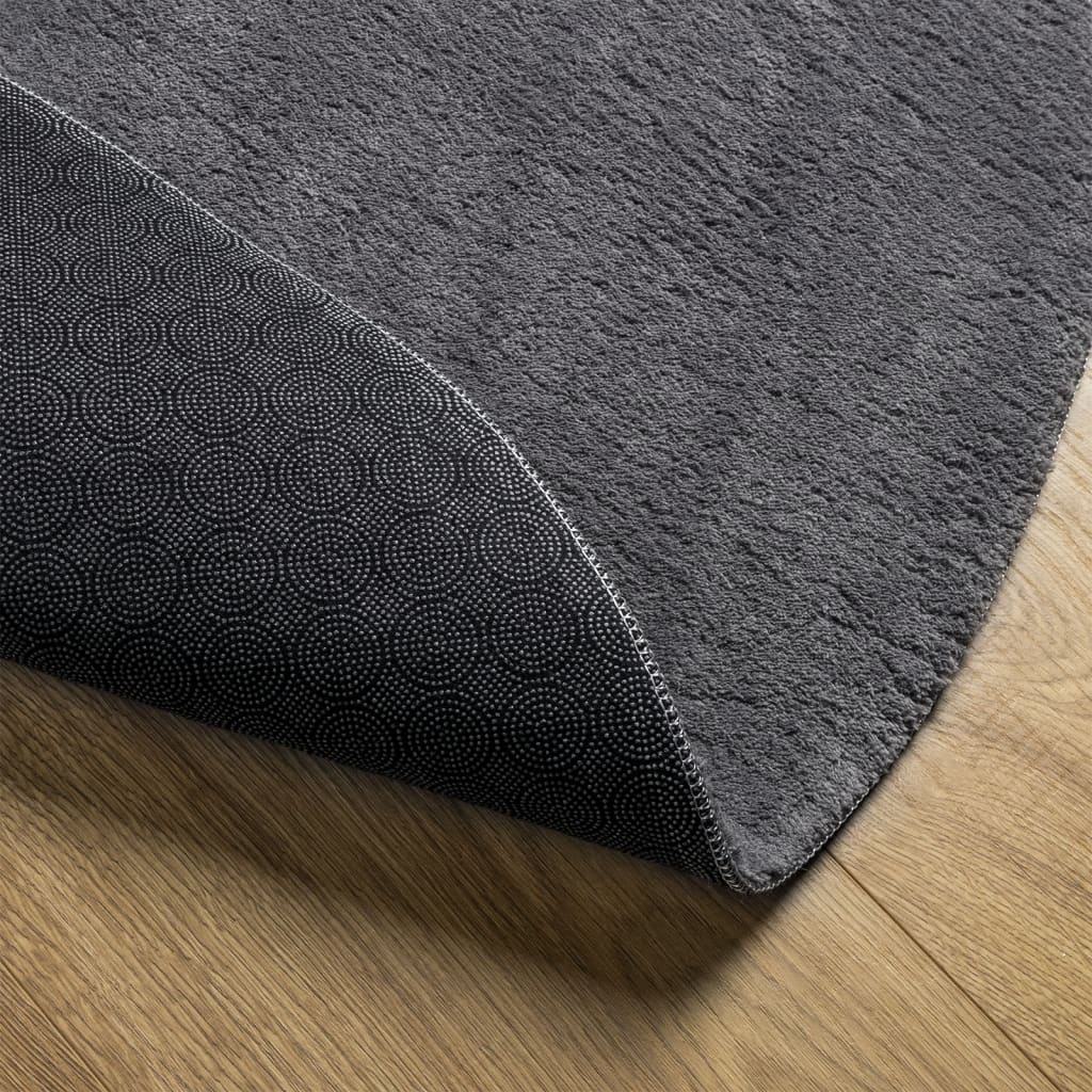 Carpet HUARTE Low Pile Soft and Washable Anthracite Ø 100 cm
