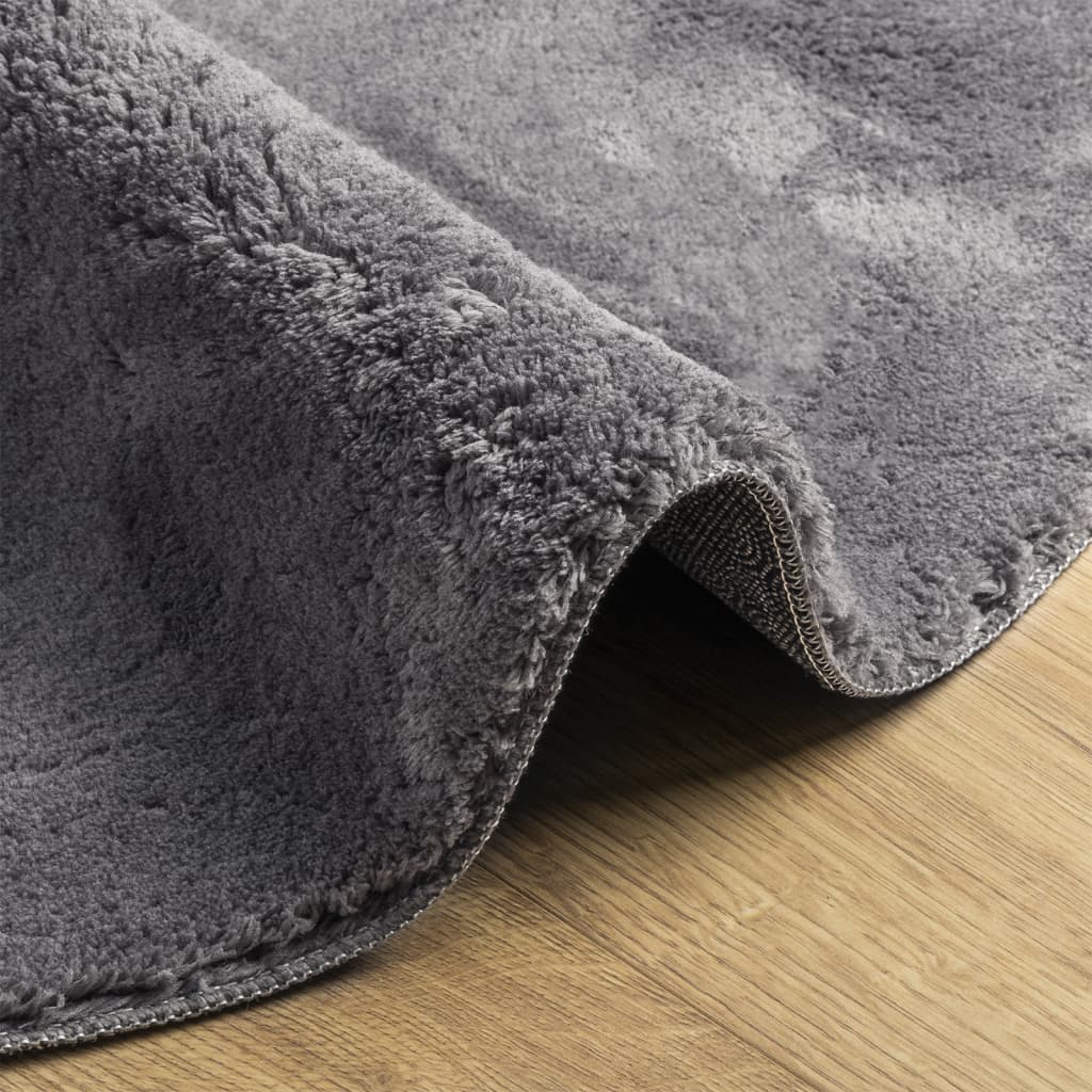 Carpet HUARTE Low Pile Soft and Washable Anthracite Ø 100 cm