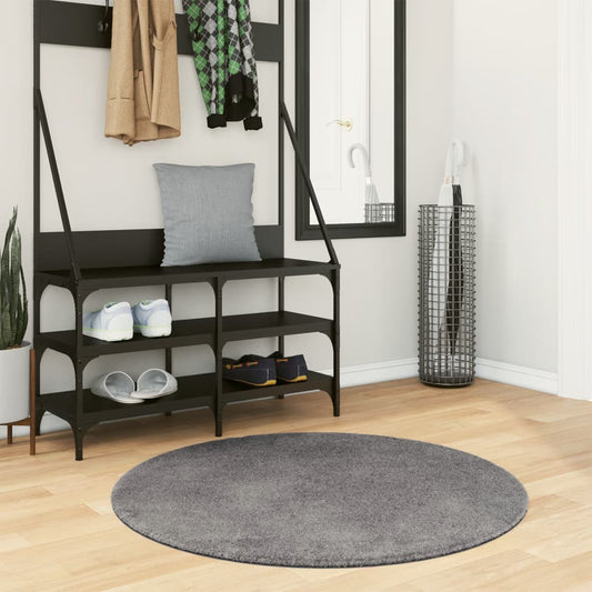 Carpet HUARTE Low Pile Soft and Washable Anthracite Ø 100 cm