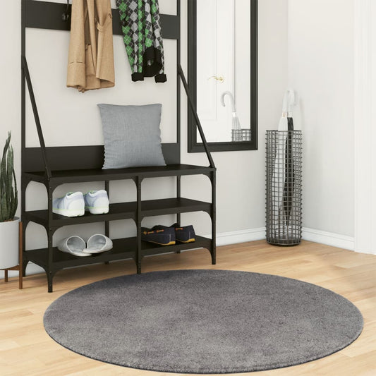 Rug HUARTE Low Pile Soft and Washable Anthracite Ø 120 cm