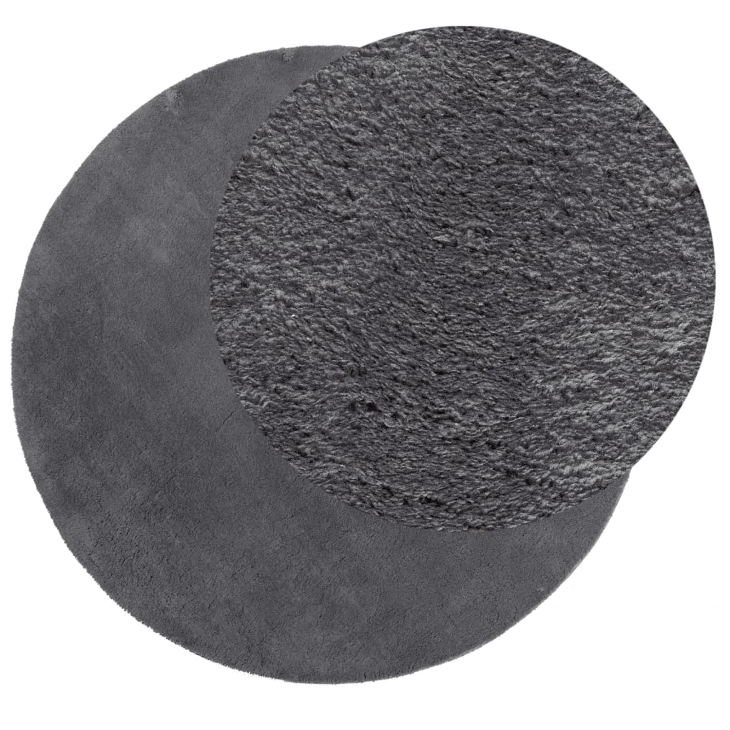 Rug HUARTE Low Pile Soft and Washable Anthracite Ø 200 cm