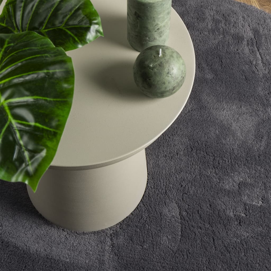Rug HUARTE Low Pile Soft and Washable Anthracite Ø 200 cm