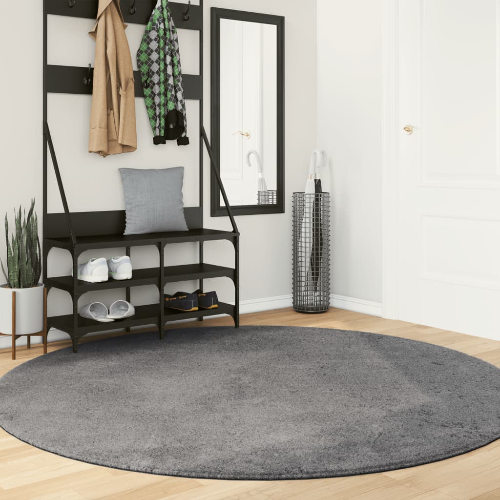 Rug HUARTE Low Pile Soft and Washable Anthracite Ø 200 cm
