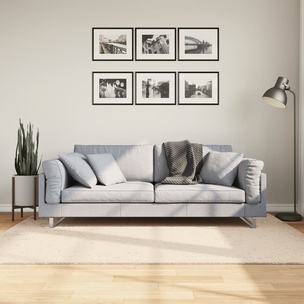 Rug HUARTE Low Pile Soft and Washable Beige 140x200 cm