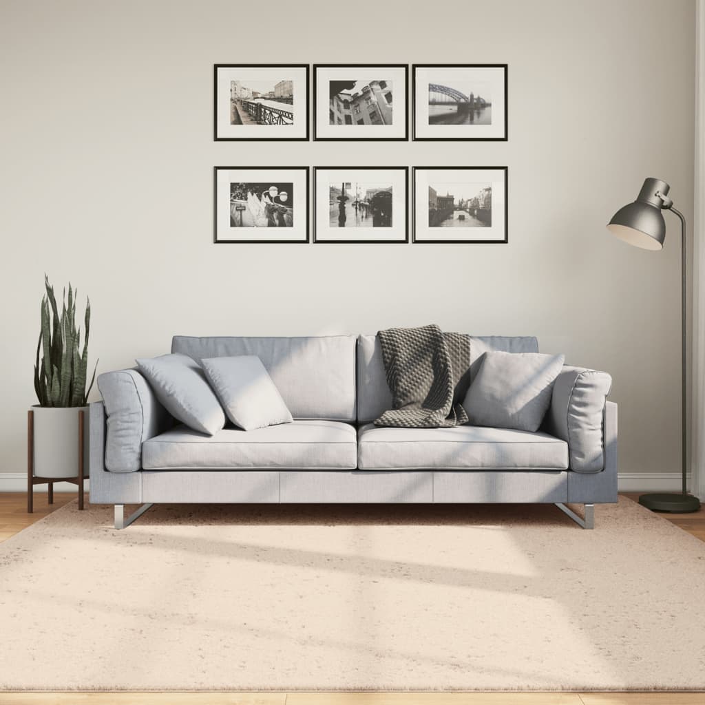 HUARTE Low Pile Rug Soft and Washable Beige 200x200 cm