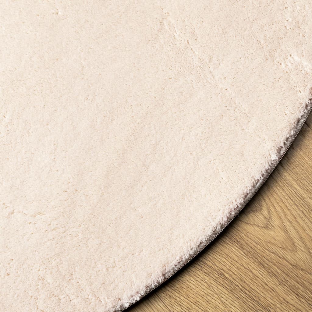 Carpet HUARTE Low Pile Soft and Washable Beige Ø 160 cm