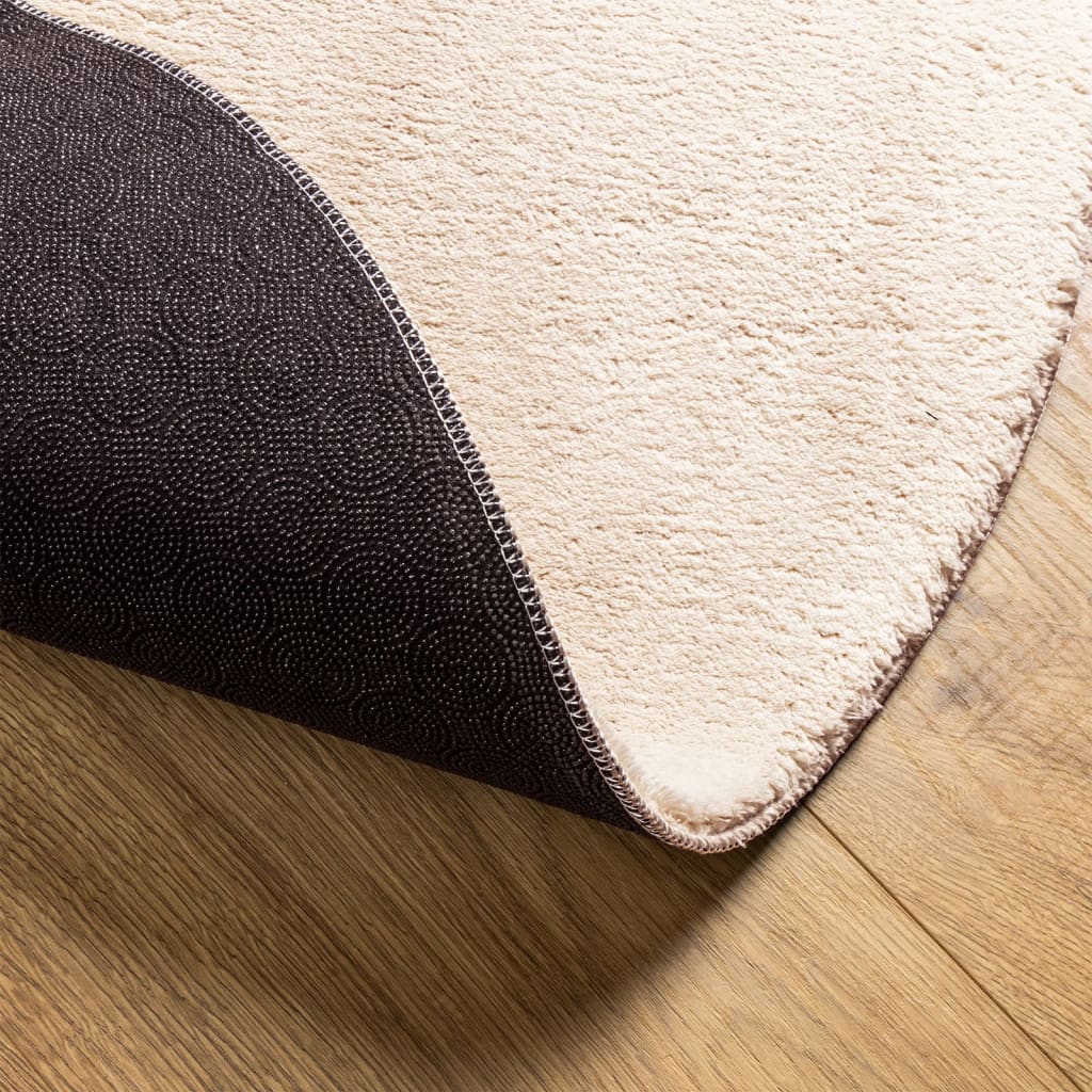 Carpet HUARTE Low Pile Soft and Washable Beige Ø 160 cm