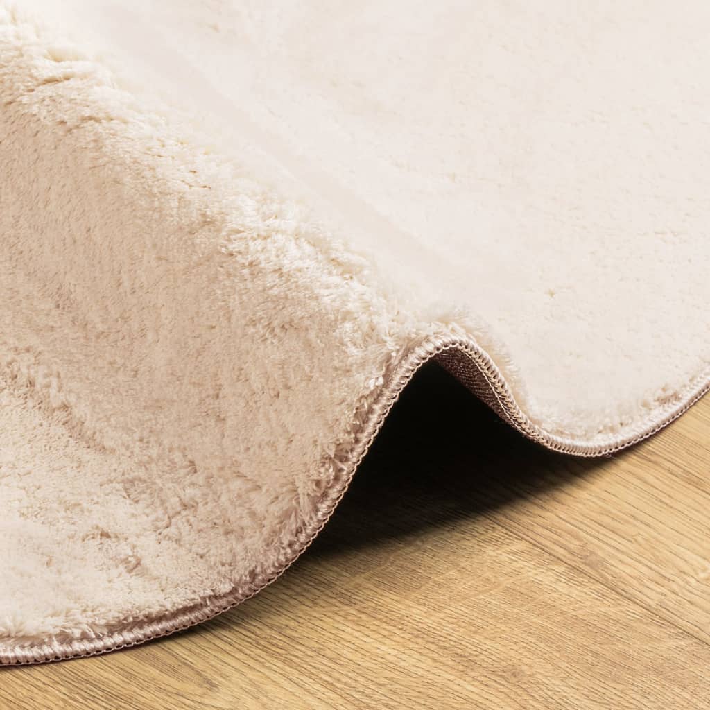 Carpet HUARTE Low Pile Soft and Washable Beige Ø 160 cm