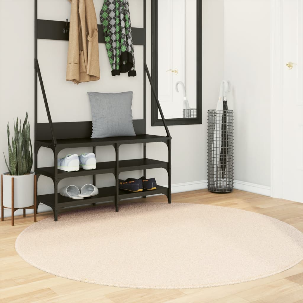 Carpet HUARTE Low Pile Soft and Washable Beige Ø 160 cm