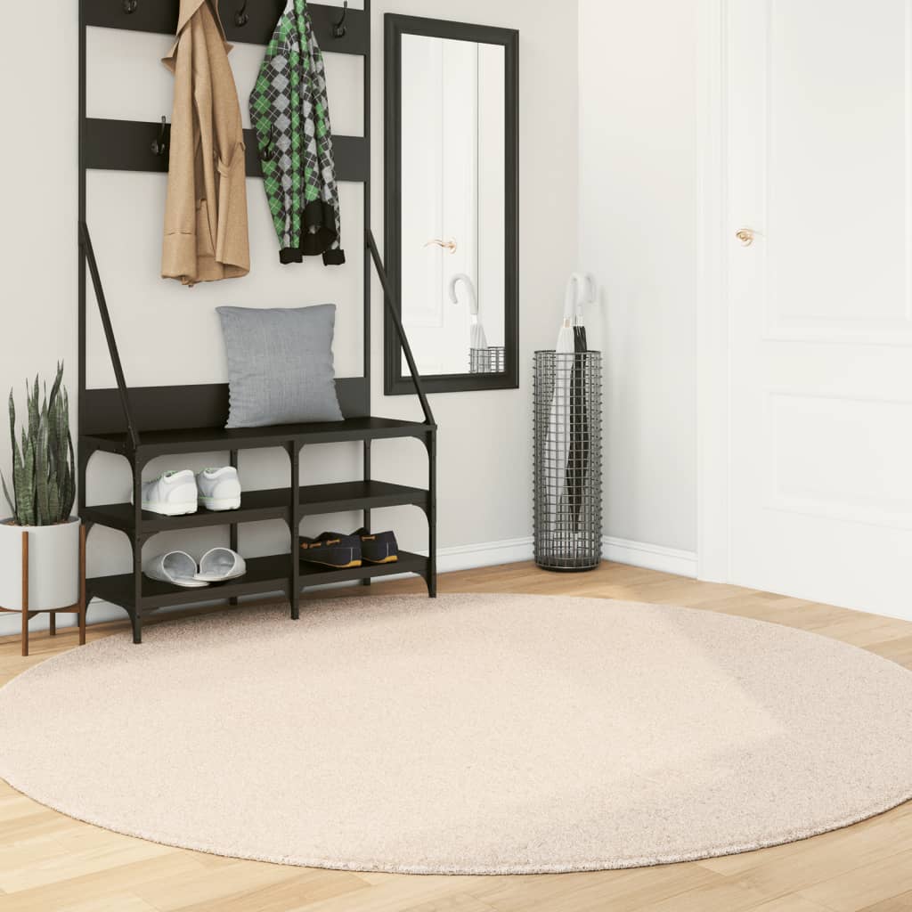 Tapis HUARTE Poils courts Doux et lavable Beige Ø 200 cm