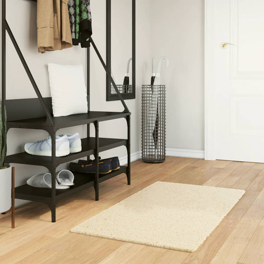 Tapis HUARTE Poil ras Doux et Lavable Crème 60x110 cm