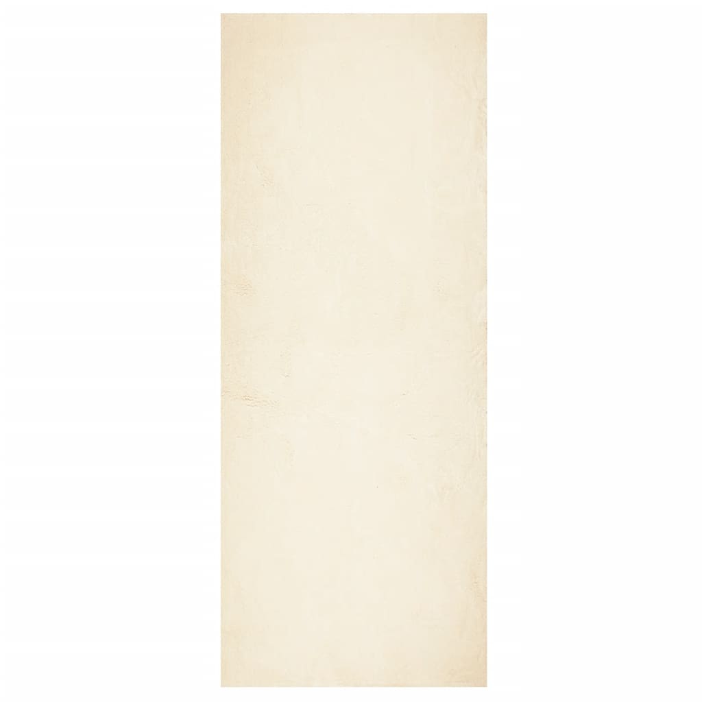 Tapis HUARTE Poils Ras Doux et Lavable Crème 80x200 cm