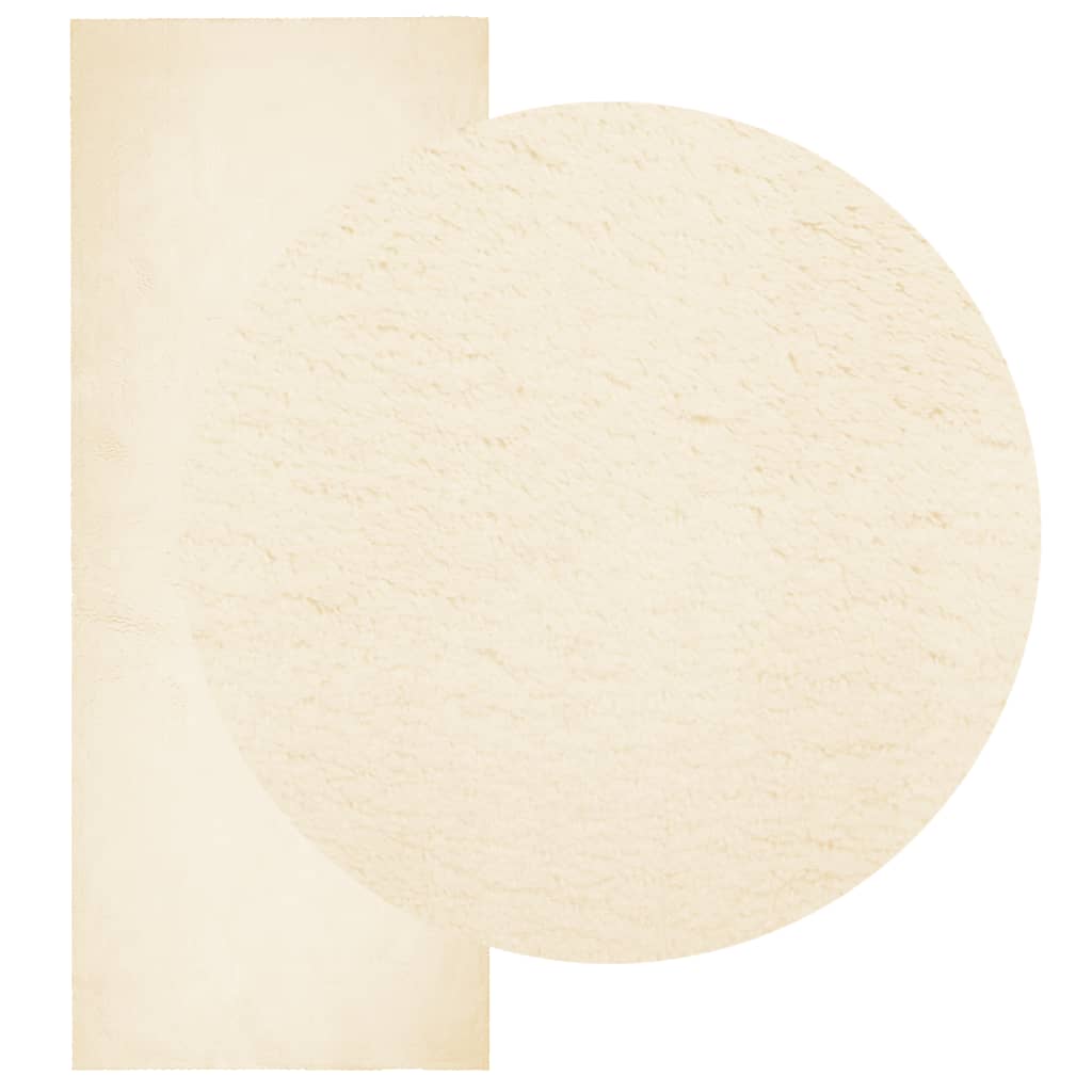 Tapis HUARTE Poils Ras Doux et Lavable Crème 80x200 cm