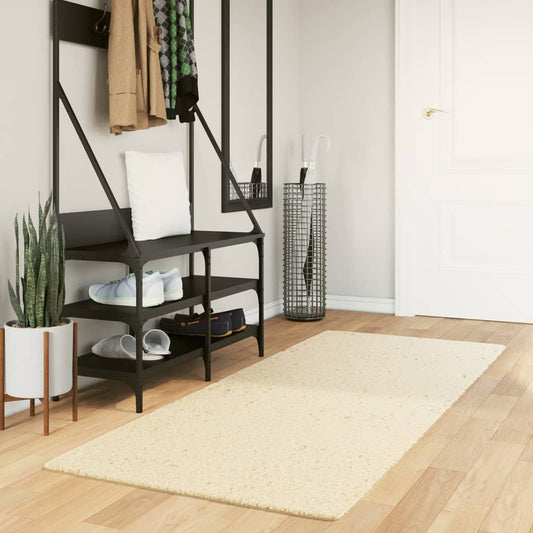 Tapis HUARTE Poils Ras Doux et Lavable Crème 80x200 cm