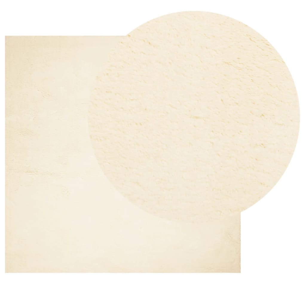 Tapis HUARTE Poils Ras Doux et Lavable Crème 240x240 cm