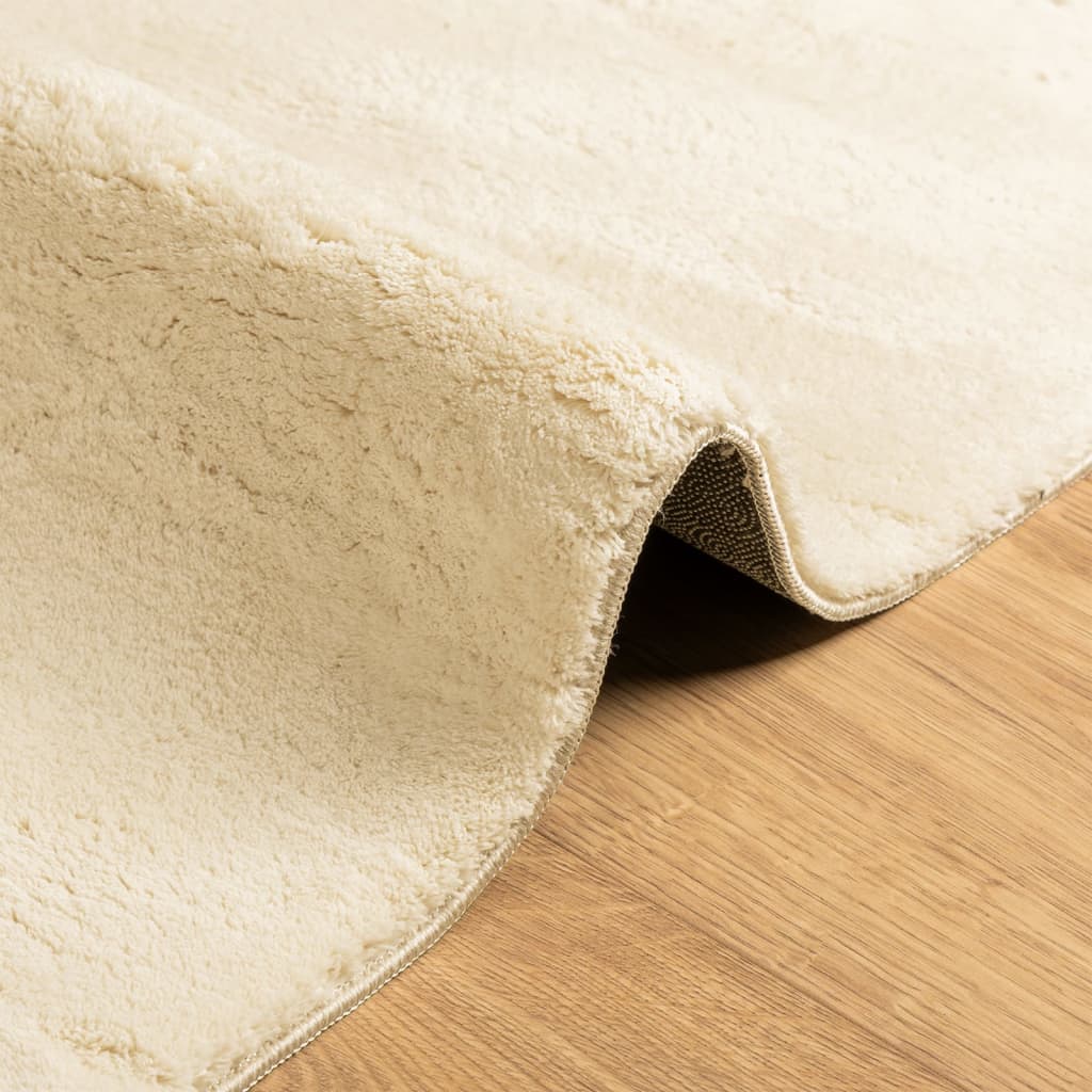 Tapis HUARTE Poils Ras Doux et Lavable Crème 240x240 cm