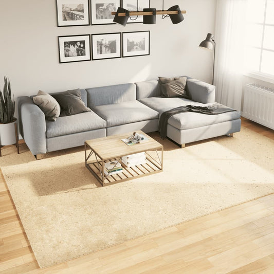 Tapis HUARTE Poils Ras Doux et Lavable Crème 240x340 cm