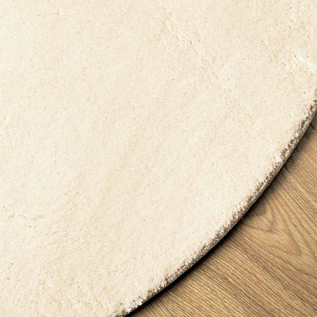 Teppich HUARTE Kurzflor Weich und Waschbar Creme Ø 100 cm