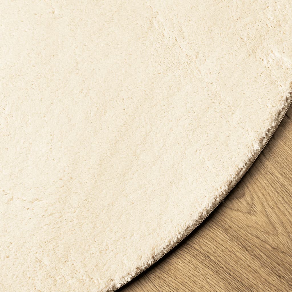Tapis HUARTE Poils Ras Doux et Lavable Crème Ø 200 cm