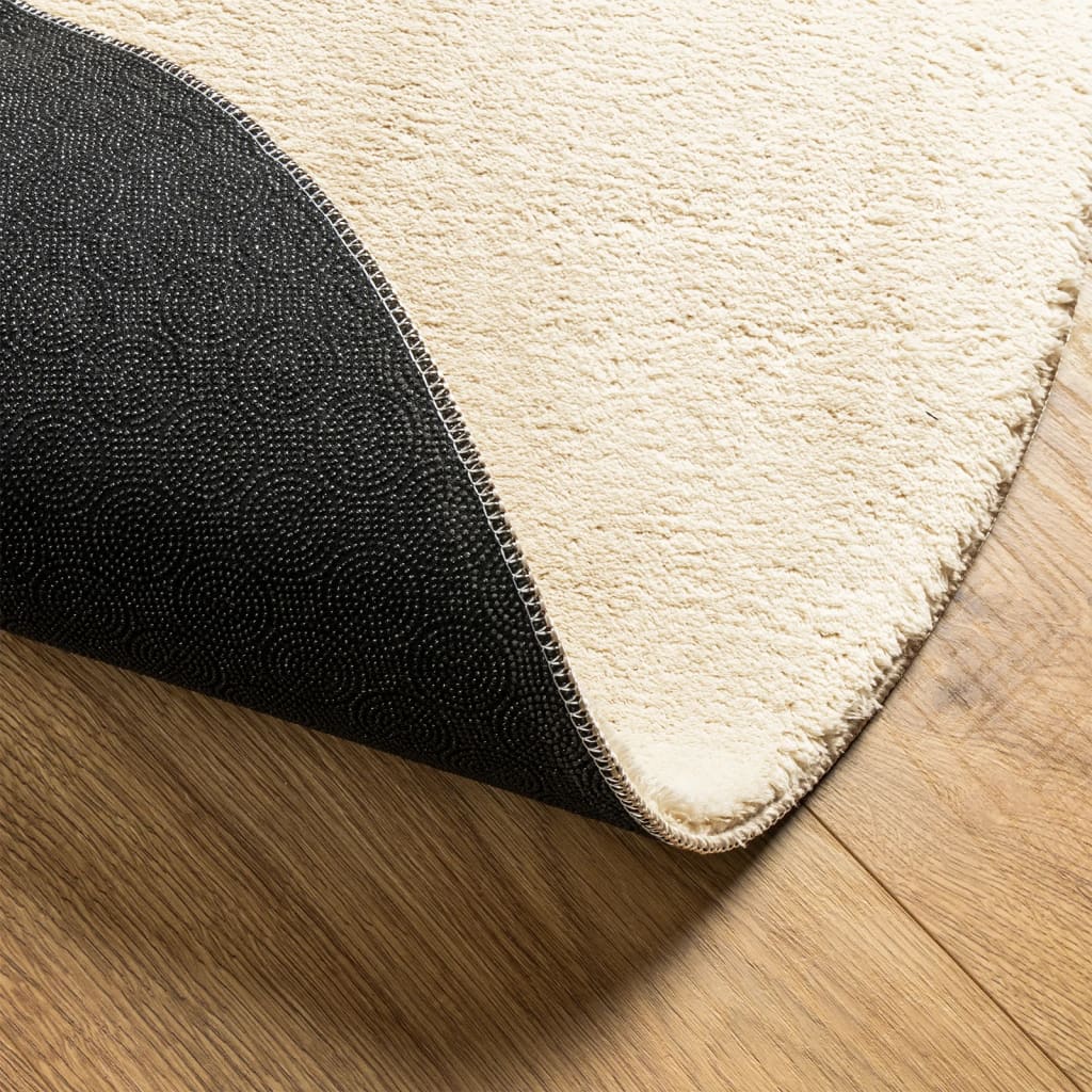 Tapis HUARTE Poils Ras Doux et Lavable Crème Ø 200 cm