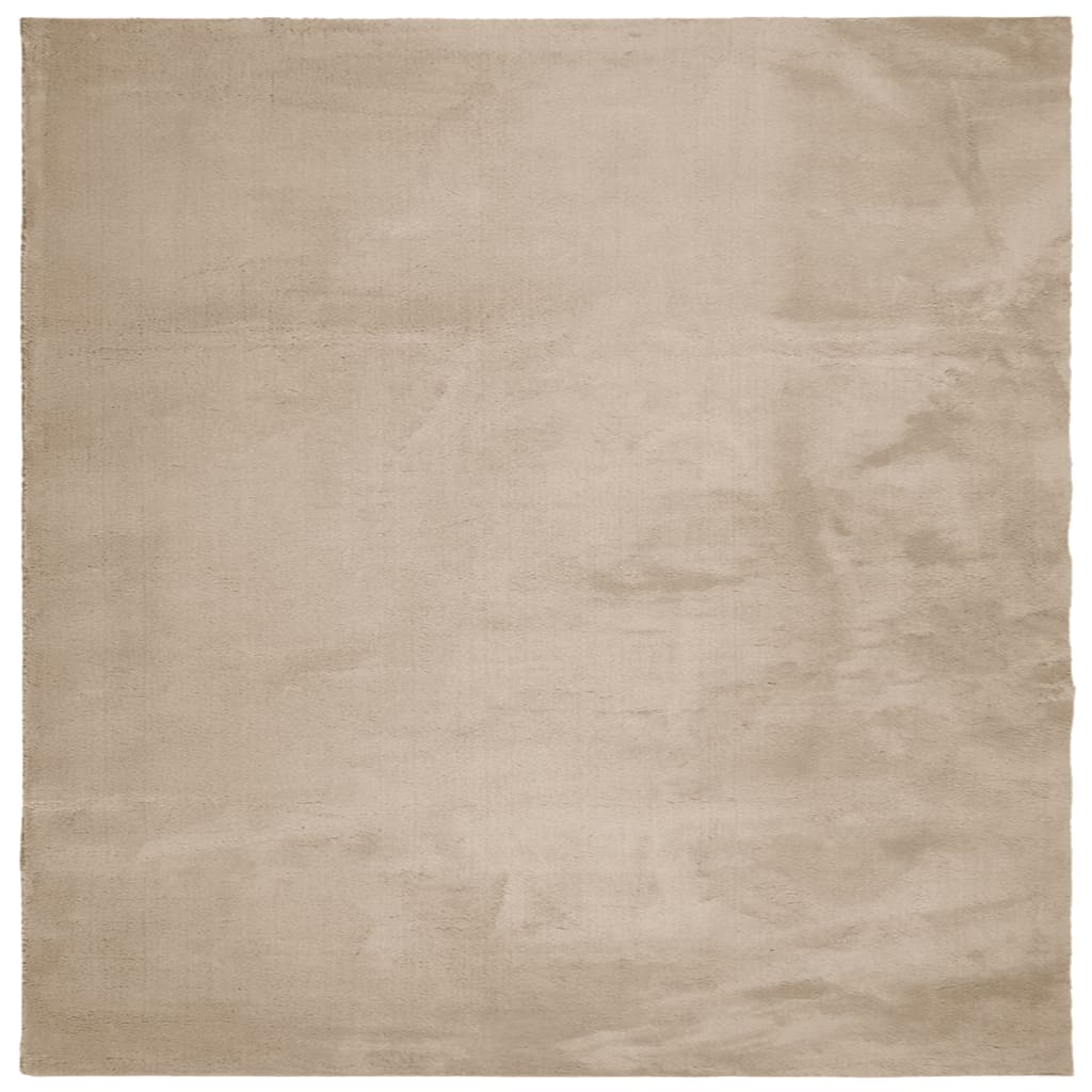 Rug HUARTE Low Pile Soft and Washable Sand-colored 160x160cm