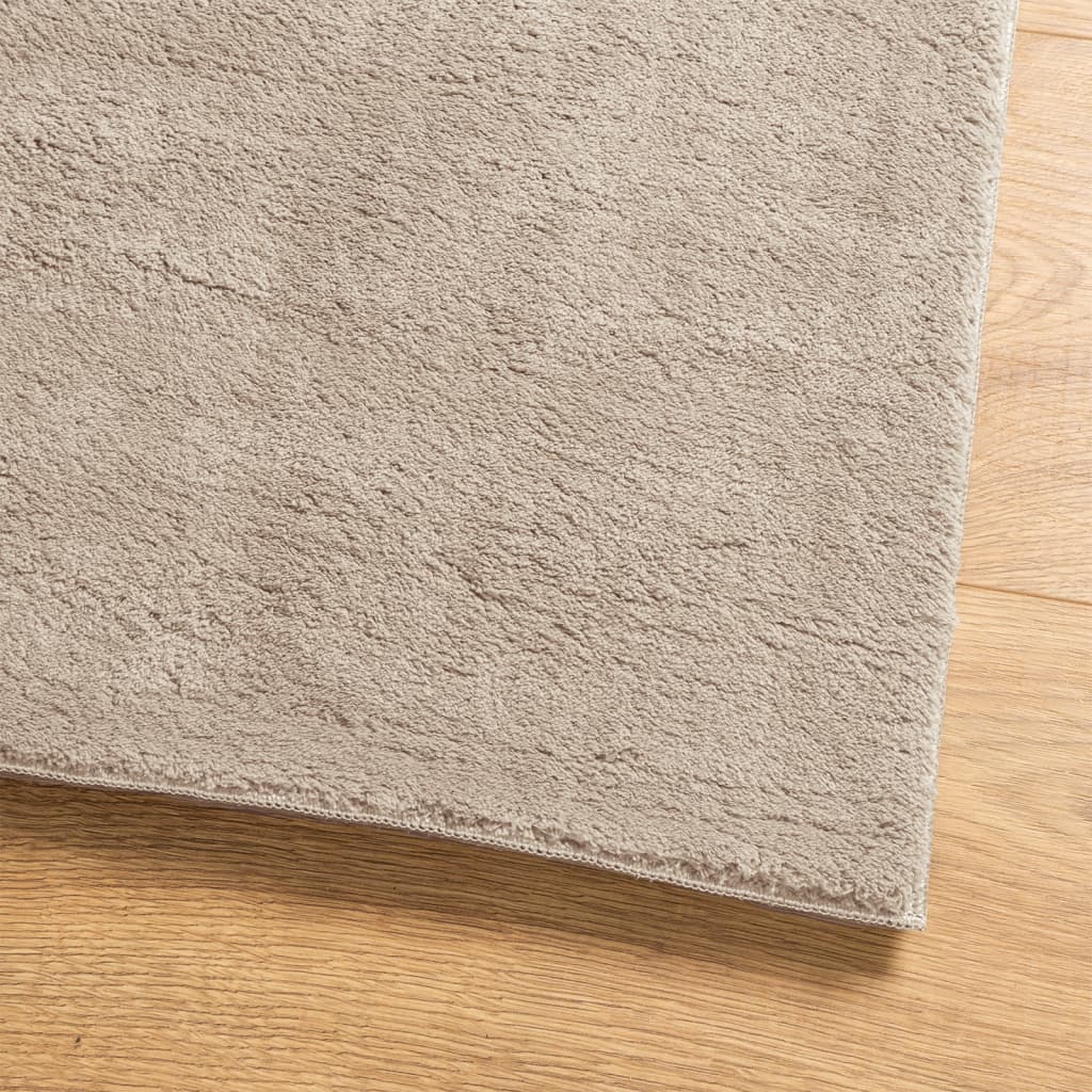 Rug HUARTE Low Pile Soft and Washable Sand-colored 160x160cm