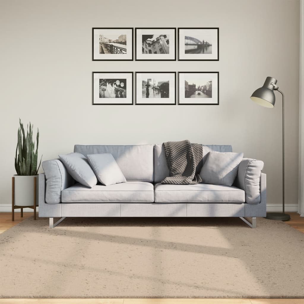 Tapis HUARTE Poils Ras Doux et Lavable Sable 200x200cm