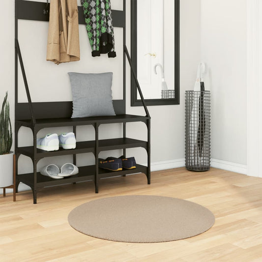 Tapis HUARTE à poils courts doux et lavable couleur sable Ø 80 cm