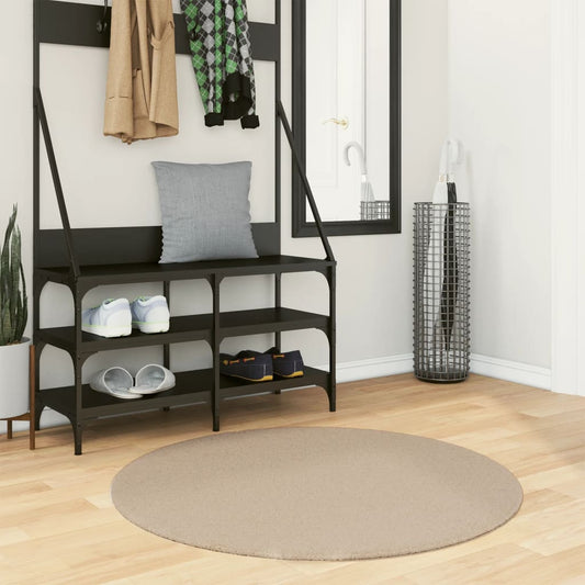 Tapis HUARTE Poil ras Doux et Lavable Sable Ø 100 cm